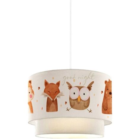 Plafonnier suspension luminaire pour enfant E27 blanc-rouge carrelage D30x20cm (1/5)