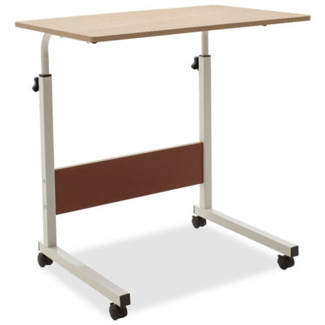 bureau hauteur réglable-mdf naturel-blanc 60x40x69-90 cm (1/5)