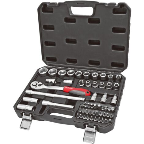 Kit De 37 Pièces Clés à Cliquet Et Douilles 1/2" - Marque Crystals Rouge - Neuf