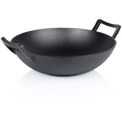 Hanseküche Wok en fonte de Poêle à wok de haute qualité cuite au four