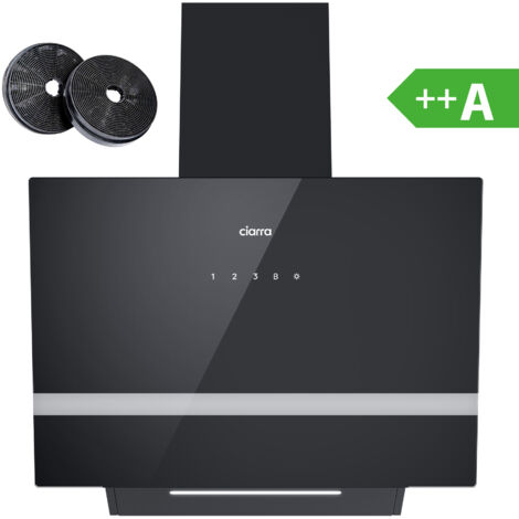 CIARRA CD6736HB 650 m3/h A+++ Kopffreie Dunstabzugshaube 60cm Kopffreihaube WIFI- APP Touch-Steuerung mit 2 Kohlefilter Abluft Umluft Schwarz