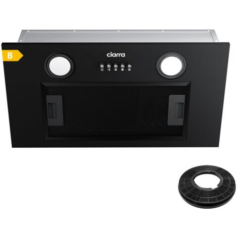 CIARRA Unterbauhaube Einbau Integrierte Dunstabzugshaube 52cm 300 m3/h Umluft LED-Beleuchtung Schwarz 913ABK52