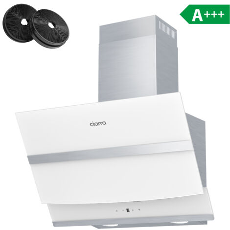 CIARRA 736NWH60 650 m3/h A+++ Kopffreie Dunstabzugshaube 60cm Kopffreihaube WIFI- APP Touch-Steuerung mit 2 Kohlefilter Abluft Umluft Weiß