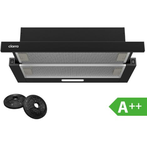 CIARRA CD6906DB A++ Dunstabzugshaube 60cm 370 m3/h Flachschirmhaube Flach Abzugshaube Abluft Umluft Schwarz