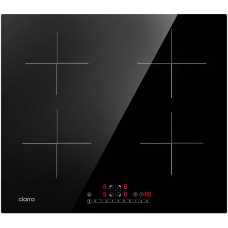 CIARRA CD4BBIH Einbau Induktions-Kochfeld 4 Zonen Induktionskochfeld 59cm mit Booster Touch-Bedienung überhitzungsschutz 7200W