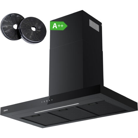 CIARRA CD9102B A+++ 650 m3/h Dunstabzugshaube 90cm Wandhaube mit Booster 4 Stufen mit 2 Kohlefilter Dimmbare LED Schawarz