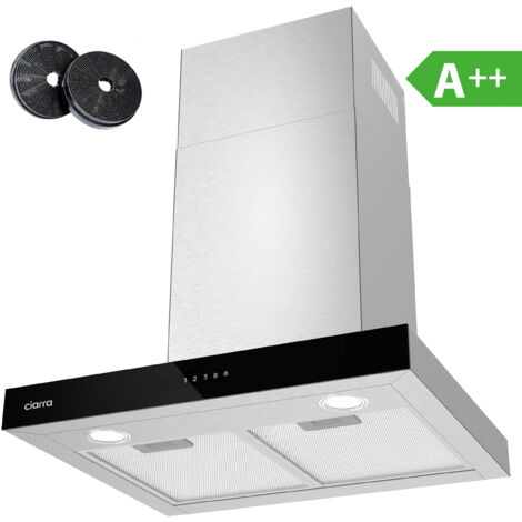 CIARRA CBCS6102 A+++ 650 m3/h Dunstabzugshaube 60cm Wandhaube aus Edelstahl mit Booster 4 Stufen mit 2 Kohlefilter Silber