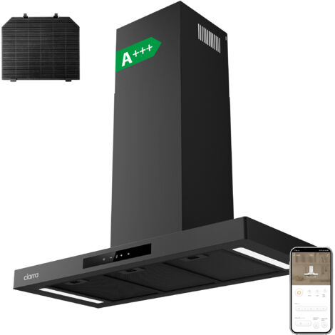 CIARRA CD9102B-P A+++ 650 m3/h Dunstabzugshaube 90cm Wandhaube mit Booster 4 Stufen WiFi App Touch Dimmbare LED Schawarz