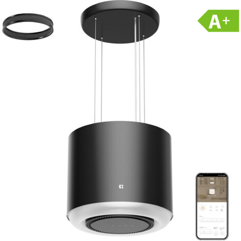 CIARRA A+, 550 m³/h Inselhaube WIFI APP & TOUCHU Steuerung  Booster 4 Geschwindigkeiten Umluft Schwarz, CD4838B