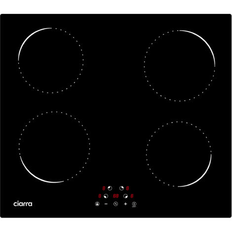 CIARRA Placa de Inducción 4 Fuegos 6000W Temporizador Potencia Ajustable Placa de Cocina 59cm CD4BIH-C