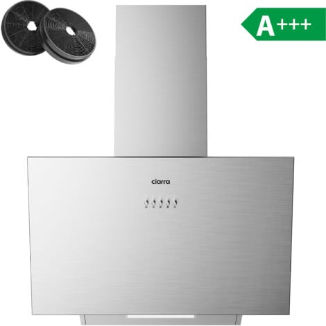 CIARRA CD6762AS A+++ Campana Extractora 60cm Recirculación 650m³/h Extractor Cocina de 3 Velocidades con Filtro de Carbón Activo CP120 Bonete de Recirculación Acero Inoxidable Plata