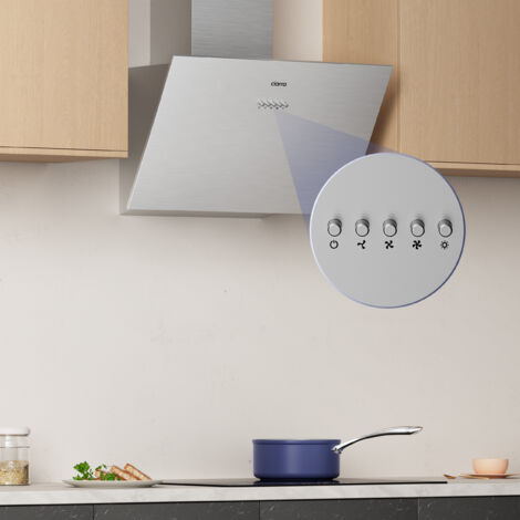 CIARRA CD6762AS A+++ Campana Extractora 60cm Recirculación 650m³/h Extractor Cocina de 3 Velocidades con Filtro de Carbón Activo CP120 Bonete de Recirculación Acero Inoxidable Plata