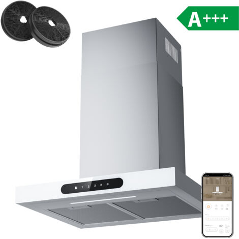 CIARRA A+++ WIFI APP Pantalla Táctil Campana de Pared 60cm 650m³/h 4 Velocidades LED Ajustable Blanco-CD6102W (1/5)