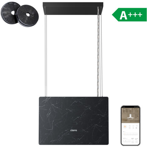 Ciarra Cappa Smart Isola Marmo Nero 700m3/h Booster Pulsante Touch Trattamento UV CD4850GB