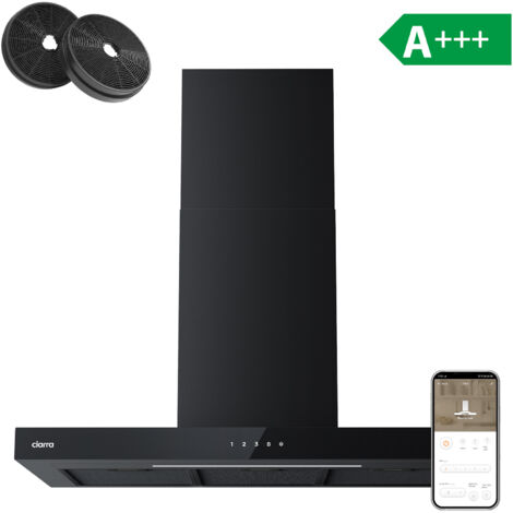 CIARRA A+++ Cappa Aspirante 90cm 650m3/h 4 Velocità Booster Dimmable LED Nero -CD9102B