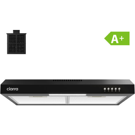 CIARRA Cappa Casquette 60cm A+ 3 Velocità 220m³/h Cappa Incassata Nera CD6903DB