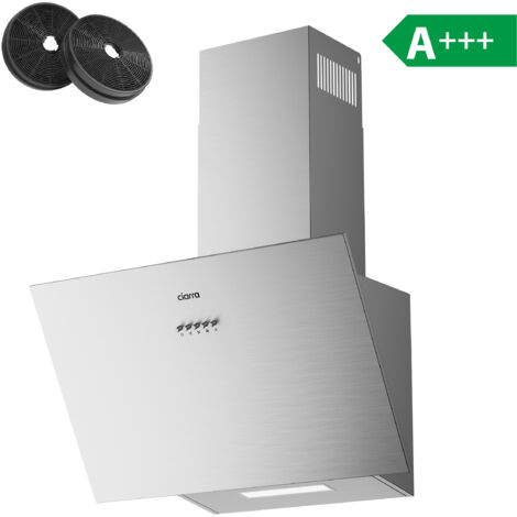 CIARRA Cappa Aspirante in Acciaio Inox 60cm, Classe A+++, 650m³/h, con 2 Filtri a Carbone, Ricircolo o Scarico, CD6762AS
