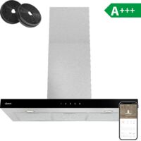 CIARRA A+++ Cappa Aspirante 90 cm 650 m3/h 4Velocità Booster Controllo Touch Recycling Acciaio Inox -CBCS9102