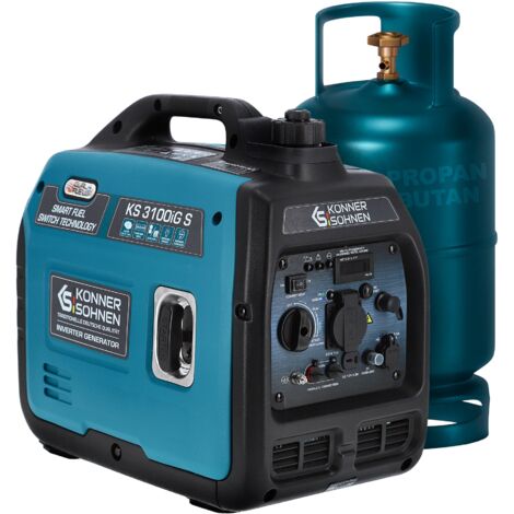 Könner & Söhnen KS 3100iG S Generatore inverter Dual Fuel (GPL/benzina), 3,1 kW, 22 kg, super silenzioso, Eco-Mode, ideale per campeggio, emergenza casa e viaggi, con porte USB-C e QC 3.0 (1/5)