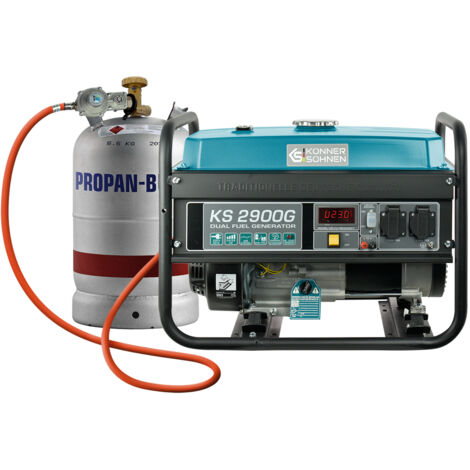 Generatore Dual Fuel Könner & Söhnen KS 2900G (Gas/Benzina), 2,9 kW, Motore Affidabile K&S, Avviamento Manuale, Protezione da Sovraccarico, Ideale per Casa, Campeggio e Piccole Emergenze