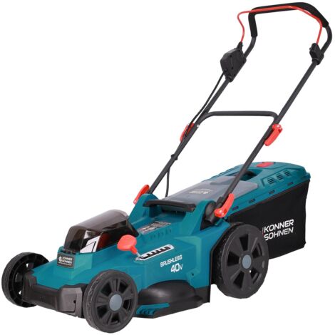 Könner & Söhnen Rasaerba a Batteria KS 43LM-40V, Larghezza di Taglio 43 cm, Motore Brushless, Regolazione Centralizzata, Sacco di Raccolta Capiente, Ideale per Giardini di Medie Dimensioni (1/5)
