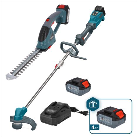 Set Giardinaggio Könner & Söhnen KS SHT-BCT-SET: Forbici Erba/Siepi 2-in-1 e Tagliabordi Brushless, include Caricabatterie 4.5A e Batteria 4Ah in REGALO