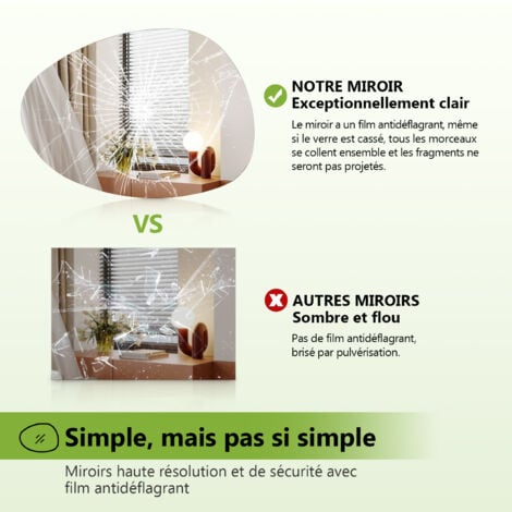S'AFIELINA Miroir mural asymétrique 45×60cm, Miroir sans cadre avec bords lisses pour la décoration, idéal pour le salon, la chambre à coucher, le couloir