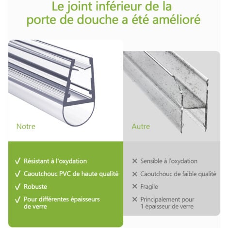S'AFIELINA Joint de douche translucides à lèvre longue pour verre de 4 à 6 mm d'épaisseur, longueur 600 mm