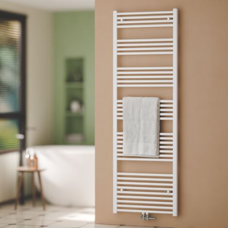S'Afielina – Sèche-serviette eau chaude 180x60 cm 860W – Raccordement central – Acier avec finition blanche – 360° de chaleur efficace - 860Watts