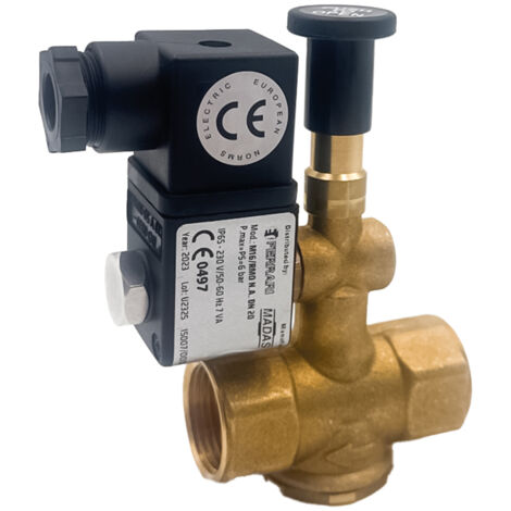 Electroválvula manual de gas abierta para rearme dn20-3/4 "ff pe 6bar m16/rmo na