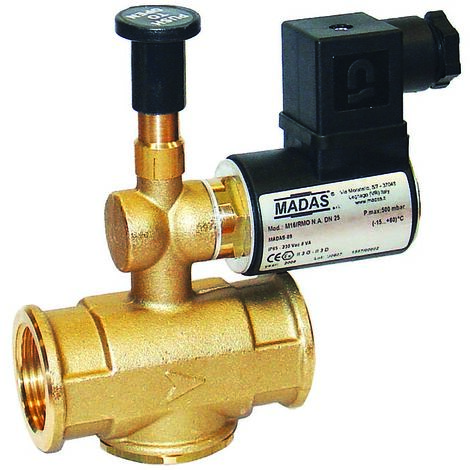 Electroválvula manual de gas abierta para rearme dn15-1/2 "ff pe 6bar m16/rmo na