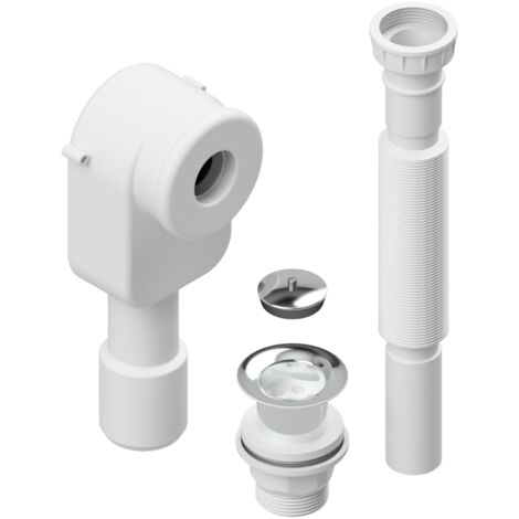 Kit de desagüe para lavabo con desagüe, sifón oculto y tubo corrugado de plástico de 1"1/4 - Idral