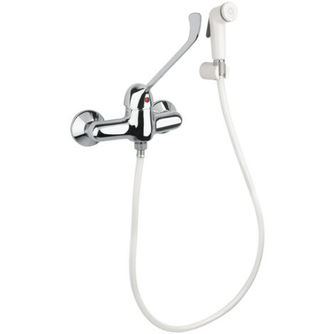 Mezclador monomando de pared de la serie EASY con cartucho de disco cerámico y teleducha higiénica. Mando corto - Idral (1/2)