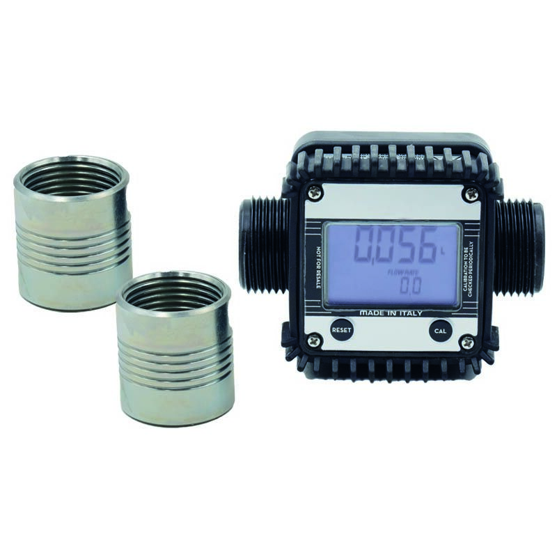 Débitmètre 15-120 L/min à Turbine 1 Pouce NPT - LCD Pour Eau, Carburant - Plage 15-120 L/min - Piles Incluses Débitmètre Numérique