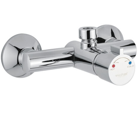 Thermostat-Brausebatterie Serie 908 für die Wandmontage mit Zeitschaltuhr und Druckknopfsteuerung - Idral