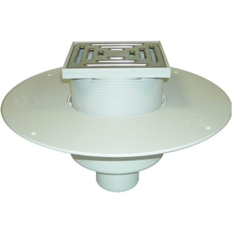 Terrassenablauf DN160 mit PVC-Manschette und Kunststoff/Edelstahl-Gitterhalter 148x148mm/137x137mm