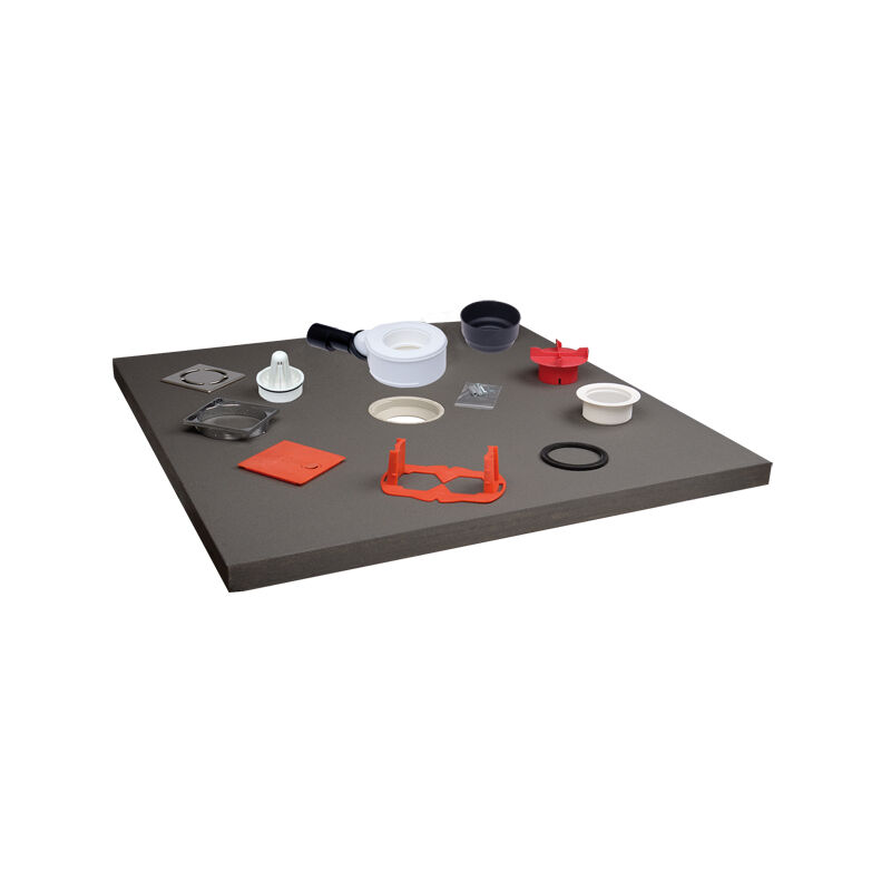 Elément sous carrelage pour douches de plain-pied 100x100cm, complet avec siphon orientable DN50/40 avec siphon d'odeurs