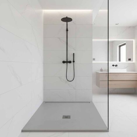 Receveur de douche zéro plan minéral receveur de douche 900x1200 béton en plan minéral avec caillebotis assorti (1/5)