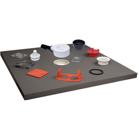 Elément sous carrelage pour douches de plain-pied 100x100cm, complet avec siphon orientable DN50/40 avec siphon d'odeurs