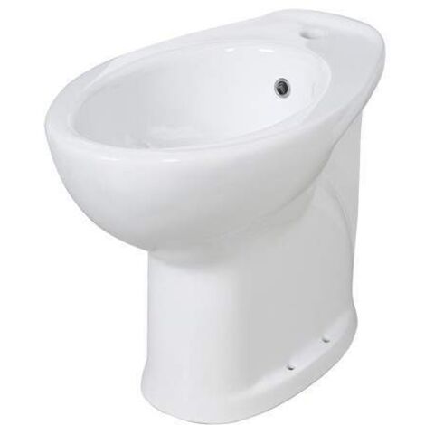 Idral – Bidet en céramique 49 cm – 4 points de fixation – Installation au sol – SKU 10207 – Porcelaine vitrifiée blanche