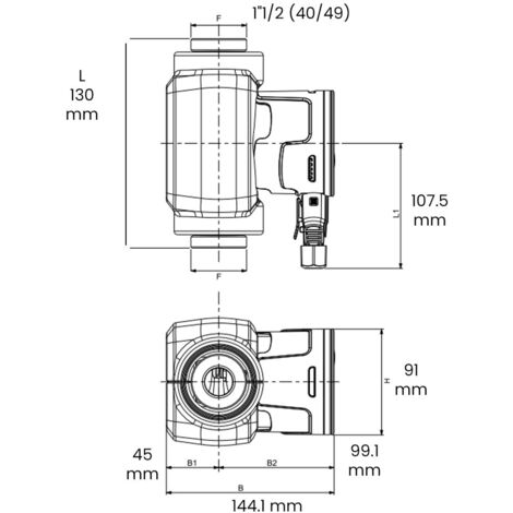 DAB – Circulateur compact électronique 130mm – Filetage 1'1/2 – Débit 0,4 à 4,2 m³/h – Hauteur de chute jusqu'à 8m – Classe d'isolation F