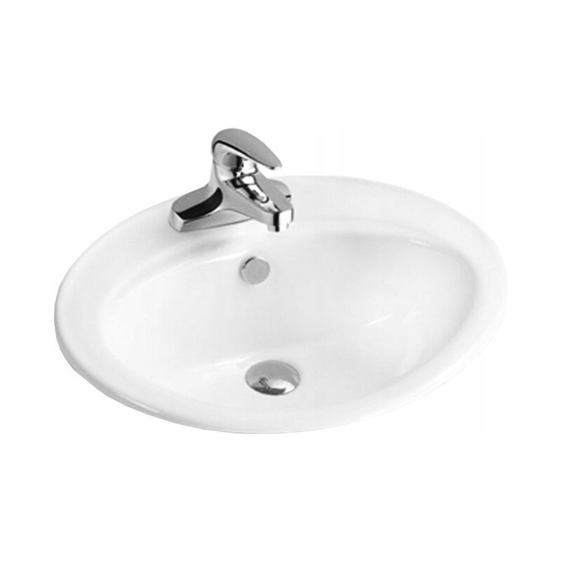 Lavabo cerámico sobre encimera 56x46x20 cm, Blanco