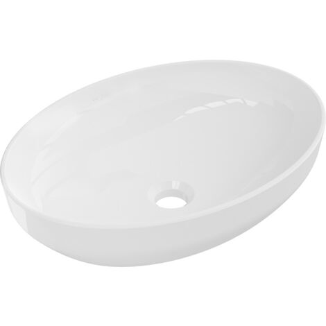 Lavabo cerámico sobre encimera, 50x37x14,5 cm, Blanco