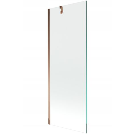 Mampara de Bañera 1 hoja Vidrio transparente, 70x150 cm, Perfil cobre