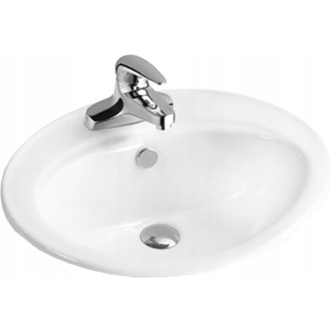 Lavabo cerámico sobre encimera 56x46x20 cm, Blanco