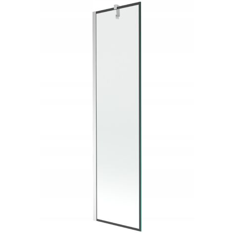 Mampara de Bañera 1 hoja Vidrio transparente, 50x150 cm, Perfil cromo