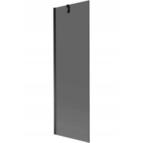 Mampara de Bañera 1 hoja Vidrio ahumado, 60x150 cm, Perfil negro