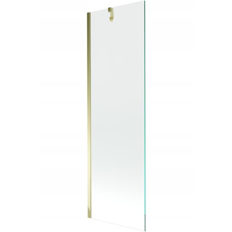 Mampara de Bañera 1 hoja Vidrio transparente, 60x150 cm, Perfil dorado