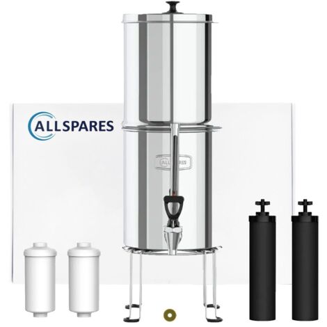 Système de filtration d'eau par gravité 8.5l – Acier inoxydable – Filtration optimale des impuretés – Pour systèmes simples et durables