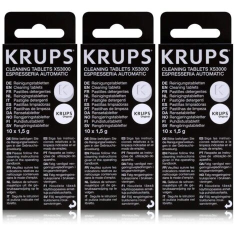 3x Pastillles nettoyantes (10pcs) d'origine Krups pour machine à café trois pièces (1/2)